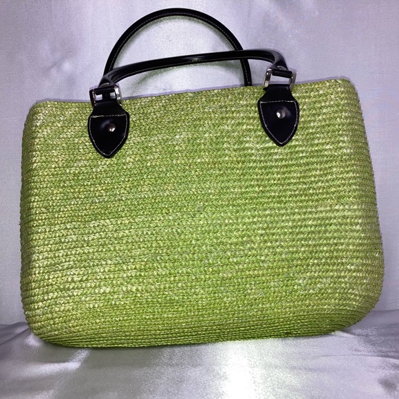 GREEN WOVEN STRAW FABRIC HANDBAG - Picture 2 of 9
